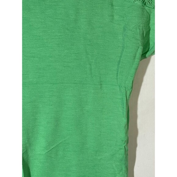 Dots short sleeve shirt lace pocket green polyester medium bust 18" READ - Picture 11 of 11